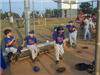 Boys sitting in Dugout
