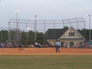 Ball Diamond with Building Behind Home Base