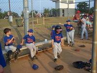 Boys sitting in Dugout